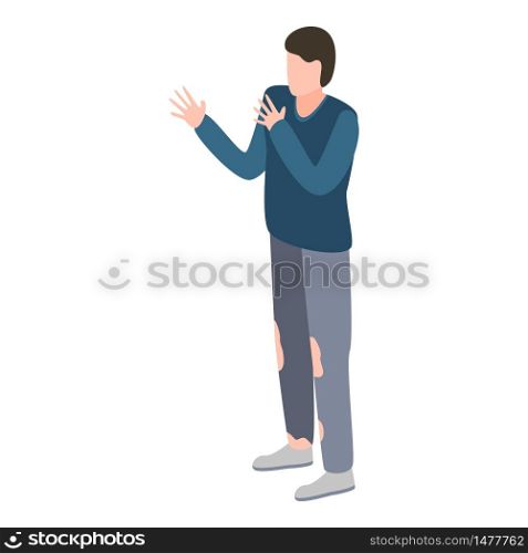 Unemployed young man icon. Isometric of unemployed young man vector icon for web design isolated on white background. Unemployed young man icon, isometric style