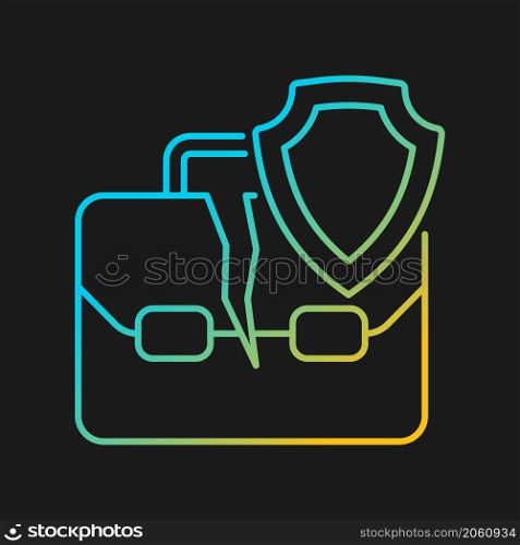 Unemployment insurance gradient vector icon for dark theme. Financial compensation to unemployed workers. Thin line color symbol. Modern style pictogram. Vector isolated outline drawing. Unemployment insurance gradient vector icon for dark theme