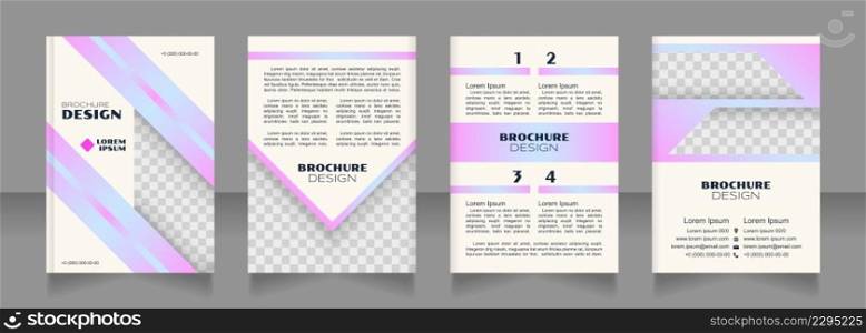 Unemployment rate pink blank brochure design. Template set with copy space for text. Premade corporate reports collection. Editable 4 paper pages. Syncopate, Poller One, Arial Regular fonts used. Unemployment rate pink blank brochure design