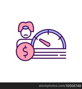 Unequal pay RGB color icon. Labour rights. Gender pay gap. Inequality in wages between male and female. Gender discrimination in workplace. Women median annual earnings. Isolated vector illustration. Unequal pay RGB color icon
