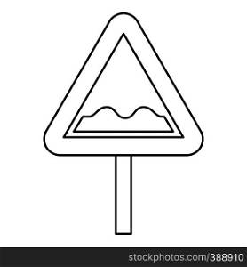 Uneven road sign icon. Outline illustration of uneven road sign vector icon for web. Uneven road sign icon, outline style