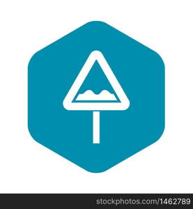 Uneven triangular road sign icon. Simple illustration of uneven triangular road sign vector icon for web. Uneven triangular road sign icon, simple style