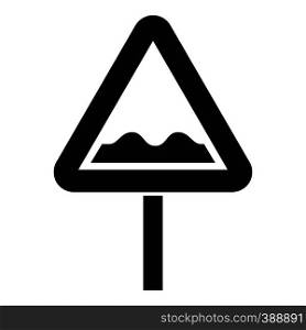 Uneven triangular road sign icon. Simple illustration of uneven triangular road sign vector icon for web. Uneven triangular road sign icon, simple style