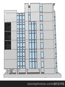 Unfinished building, illustration, vector on white background.