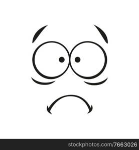 Unhappy sad emoticon face isolated line art expression. Vector disappointed upset sad smiley emoji. Disappointed emoticon isolated frustrated emotion
