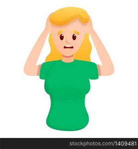 Unhappy woman icon. Cartoon of unhappy woman vector icon for web design isolated on white background. Unhappy woman icon, cartoon style