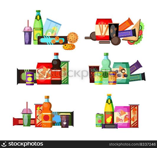 Unhealthy food and drinks set. Junk food collection. Can be used for topics like lunch, snack, fastfood