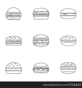 Unhealthy food icon set. Outline set of 9 unhealthy food vector icons for web isolated on white background. Unhealthy food icon set, outline style