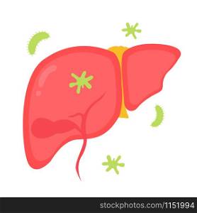 Unhealthy sick liver organ. Healthcare design. Hepatitis virus microbe concept. Unhealthy sick liver organ. Healthcare design