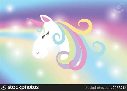 Unicorn character illustration on colorful background