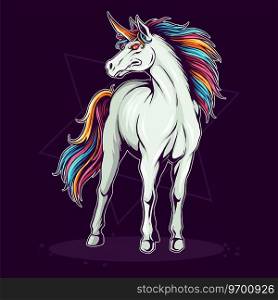 Unicorn horse with colorful hair like a rainbow Vector Image