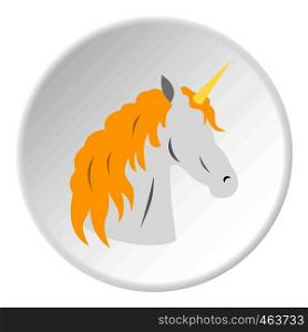 Unicorn icon in flat circle isolated vector illustration for web. Unicorn icon circle