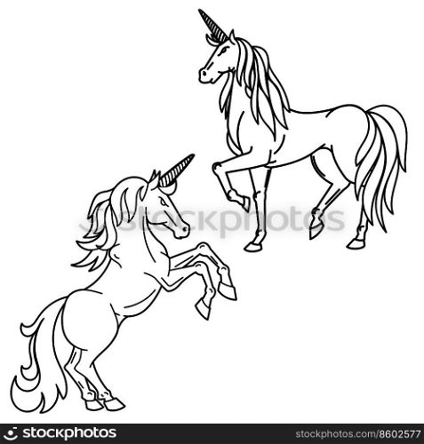 Unicorn illustration isolated on white background. Design element for logo, label, emblem, sign, poster, card. Vector image