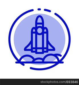 Unicorn Startup, Business, Rocket, Startup Blue Dotted Line Line Icon