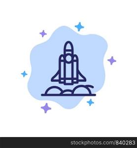 Unicorn Startup, Business, Rocket, Startup Blue Icon on Abstract Cloud Background