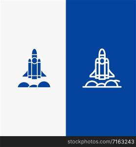 Unicorn Startup, Business, Rocket, Startup Line and Glyph Solid icon Blue banner Line and Glyph Solid icon Blue banner
