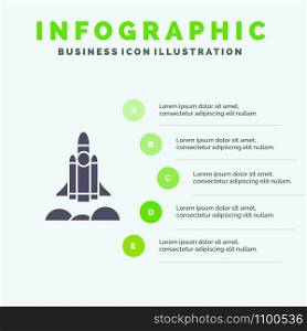 Unicorn Startup, Business, Rocket, Startup Solid Icon Infographics 5 Steps Presentation Background