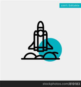 Unicorn Startup, Business, Rocket, Startup turquoise highlight circle point Vector icon