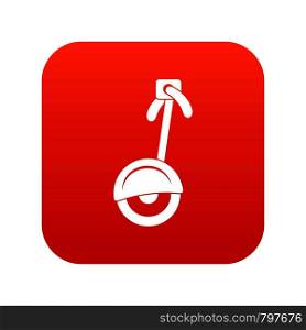 Unicycle icon digital red for any design isolated on white vector illustration. Unicycle icon digital red