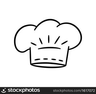 Uniform caps for kitchen staff in doodle style. Classic chef toque and baker hat. Vector hand drawn illustration on white background. Uniform caps for kitchen staff in doodle style. Classic chef toque and baker hat