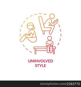 Uninvolved style red gradient concept icon. Parenting strategy abstract idea thin line illustration. Emotionally detached parents. Isolated outline drawing. Myriad Pro-Bold font used. Uninvolved style red gradient concept icon
