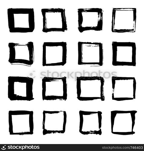 Uniqiue handdrawn shapes of squares for logo design. Isolated vector illustration on white background.. Uniqiue handdrawn shapes of squares for logo design. Isolated vector illustration.