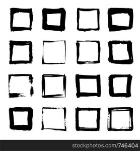 Uniqiue handdrawn shapes of squares for logo design. Isolated vector illustration on white background.. Uniqiue handdrawn shapes of squares for logo design. Isolated vector illustration.