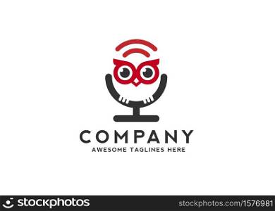 unique and simple owl and WiFi network symbol vector concept