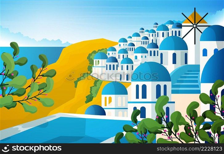 Unique Building Santorini Greek Summer Vacation Tour Travel Tourism View