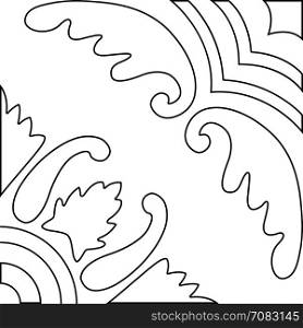 Unique coloring book square page for adults - pattern tile design, joy to older children and adult colorists, who like line art and creation. Black and white vector illustration