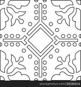 Unique coloring book square page for adults - seamless pattern tile design, joy to older children and adult colorists, who like line art and creation, vector illustration