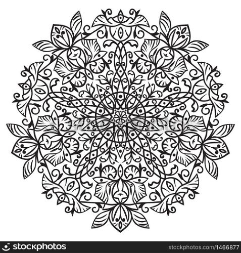Unique Hand drawing mandala. Vector illustration. Best to older children and adult, who like line art. Hand drawing zentangle element.