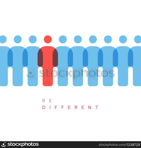 Unique individuality concept vector illustration - one figure is different from others. Be different concept illustration