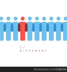 Unique individuality concept vector illustration - one figure is different from others. Be different concept illustration