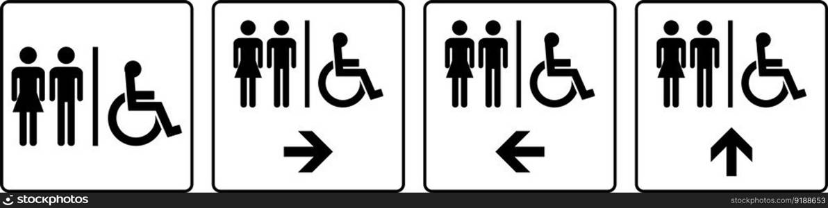 Unisex And Disabled Symbol Toilet Door Sign