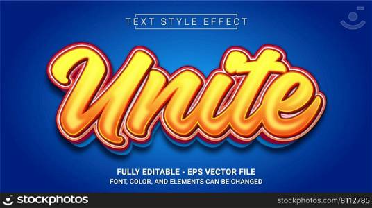 Unite Text Style Effect. Editable Graphic Text Template.
