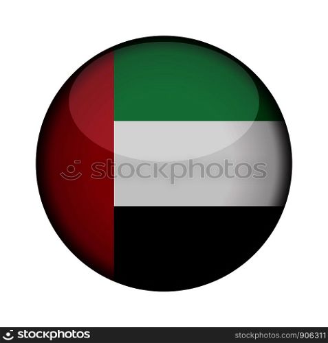 united arab emirates Flag in glossy round button of icon. united arab emirates emblem isolated on white background. National concept sign. Independence Day. Vector illustration.