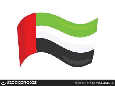 United Arab Emirates National Country Flag Isolated. United Arab Emirates national country flag isolated on white background. Vector travel company logo. Tourism concept on t shirt graphics. Part of series of traveling around the world. Vector