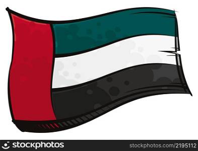 United Arab Emirates national flag created in graffiti paint style