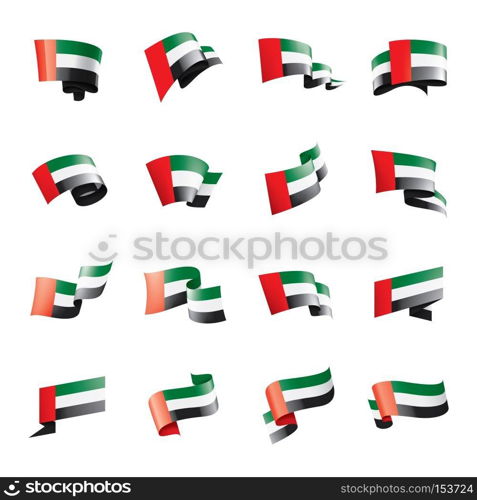 United Arab Emirates national flag, vector illustration on a white background. United Arab Emirates flag, vector illustration on a white background