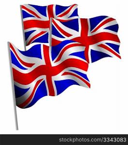 United Kingdom 3d flag. Vector illustration. Isolated on white.