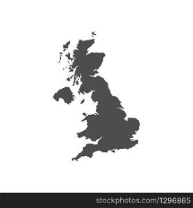 United Kingdom black blank map. Great Britain map isolated on white background. Vector illustration. United Kingdom black blank map.