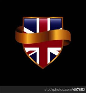 United Kingdom flag Golden badge design vector