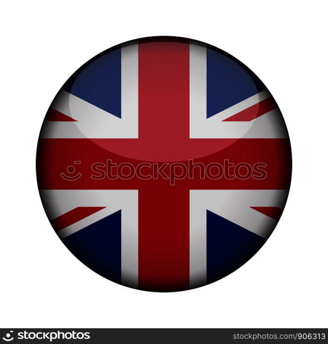 united kingdom Flag in glossy round button of icon. united kingdom emblem isolated on white background. National concept sign. Independence Day. Vector illustration.