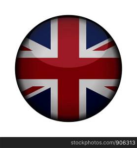 united kingdom Flag in glossy round button of icon. united kingdom emblem isolated on white background. National concept sign. Independence Day. Vector illustration.