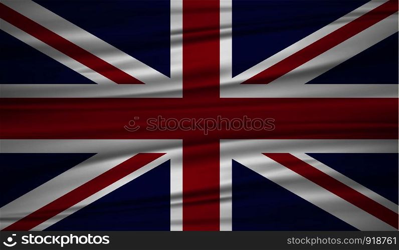 United Kingdom flag vector. Vector flag of United Kingdom blowig in the wind. EPS 10.