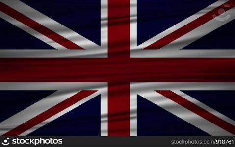 United Kingdom flag vector. Vector flag of United Kingdom blowig in the wind. EPS 10.