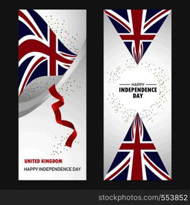 United Kingdom Happy independence day Confetti Celebration Background Vertical Banner set