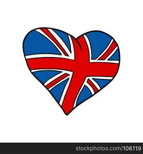 United Kingdom heart Patriotic symbol. Comic cartoon style pop art illustration vector retro. United Kingdom heart Patriotic symbol