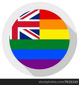 United Kingdom LGBT Rainbow Flag, round shape icon on white background